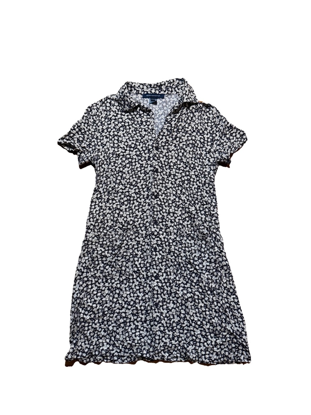 French Connection Black and White Floral Button Down Midi Dress -Pockets